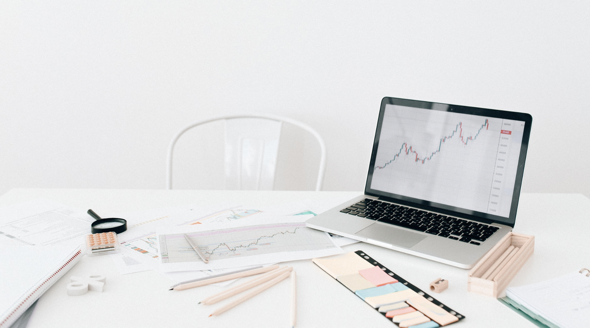 Professional workspace with analytics and business insights